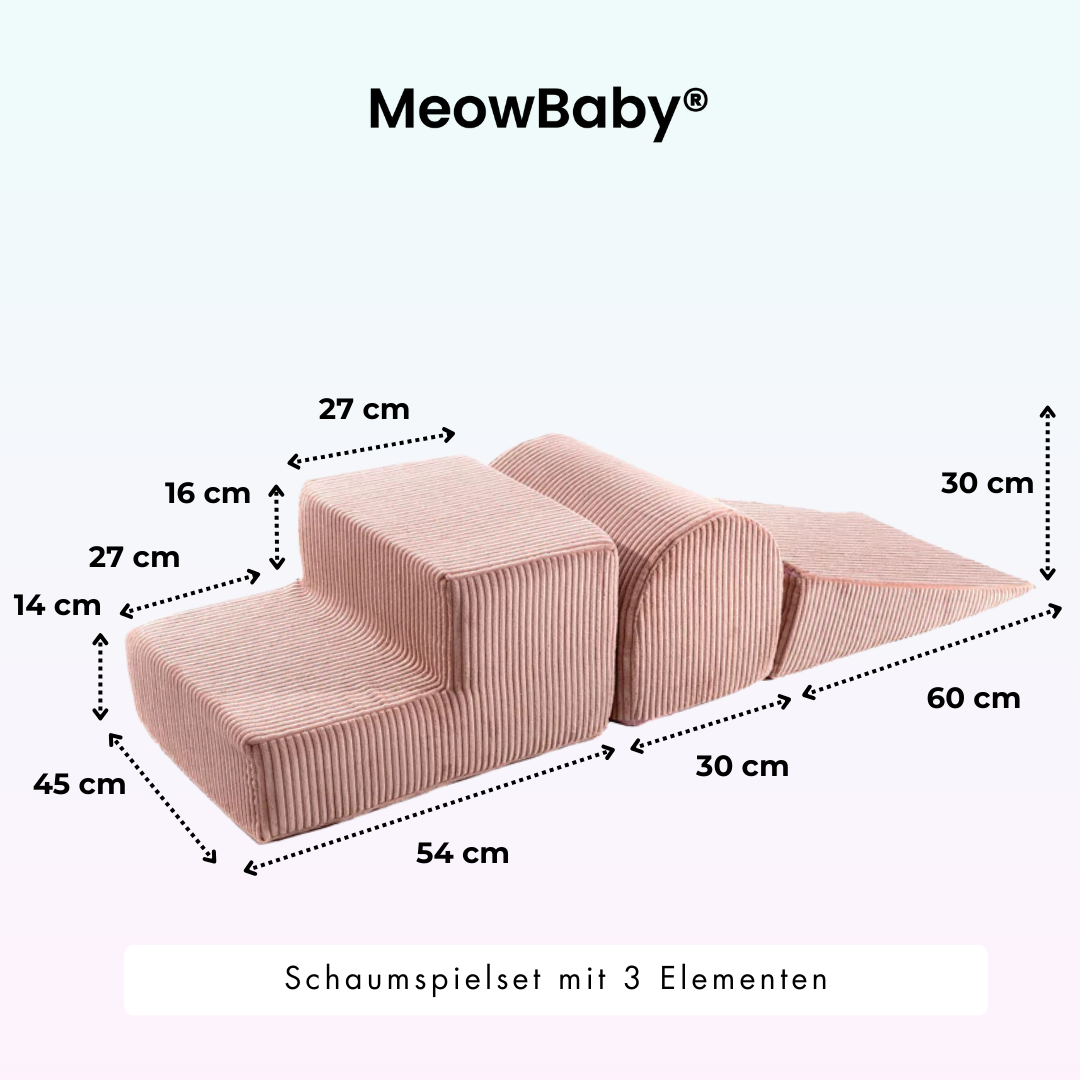 MeowBaby Schaumspielset Ästhetik Cord mit Bällebad, 200 Bälle - eigene Farbauswahl