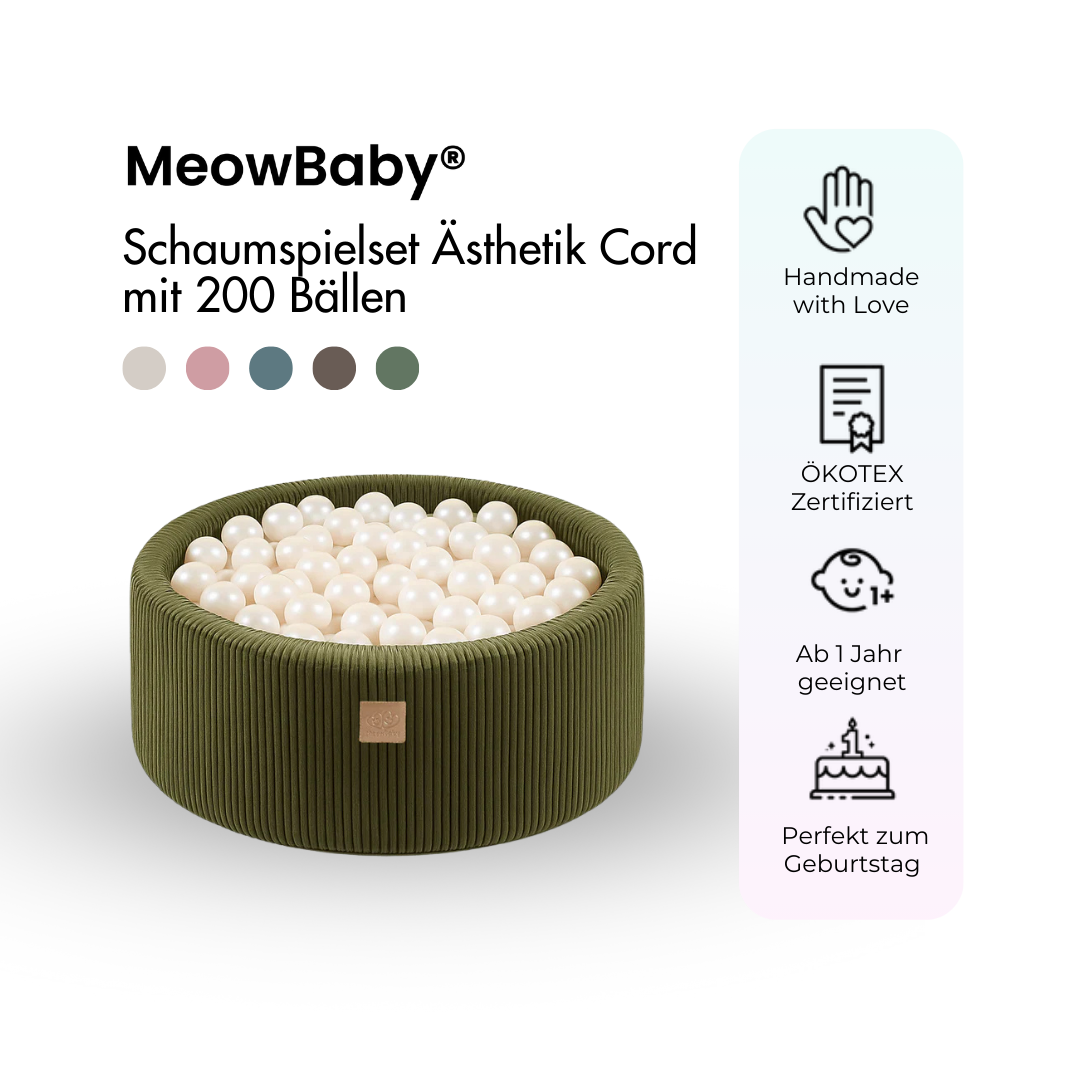 MeowBaby Ball Pit Aesthetic Cord ecru 90x30 cm, 200 balls - custom color selection