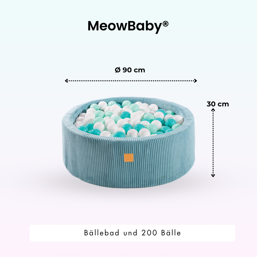 MeowBaby Schaumspielset Ästhetik Cord mit Bällebad, 200 Bälle - eigene Farbauswahl