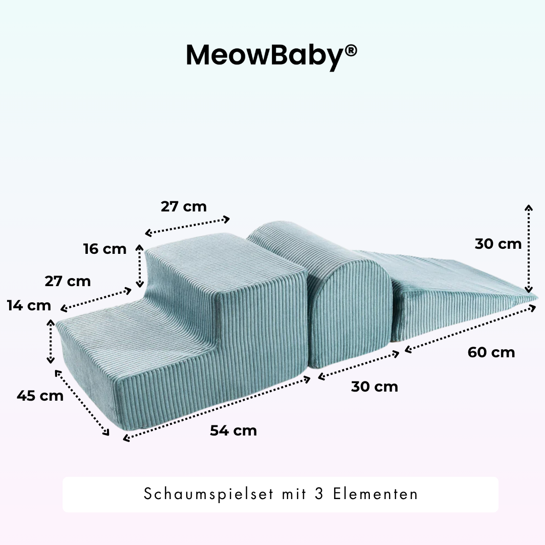 MeowBaby Schaumspielset Ästhetik Cord mit Bällebad, 200 Bälle - eigene Farbauswahl