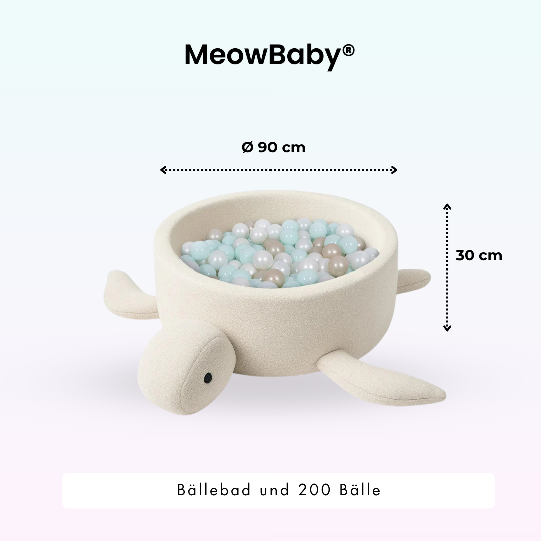 MeowBaby Bällebad Schildkröte Bouclé, 200 Bälle - eigene Farbauswahl