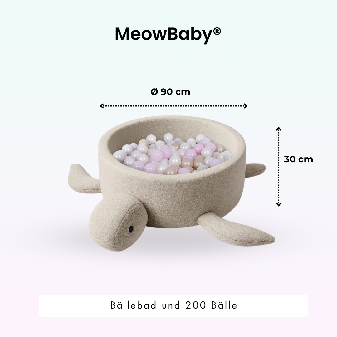 MeowBaby Bällebad Schildkröte Bouclé, 200 Bälle - eigene Farbauswahl