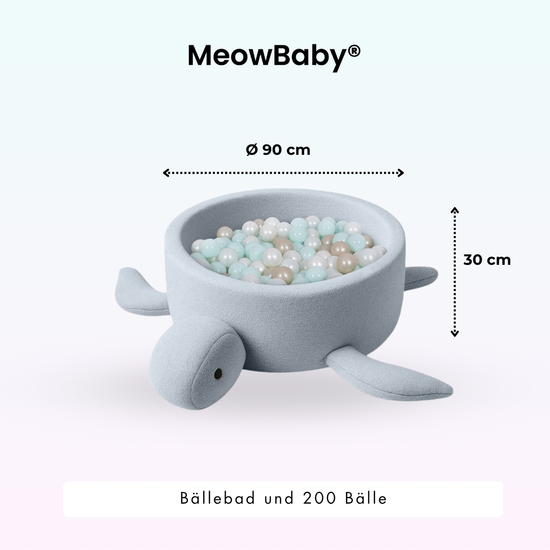 MeowBaby Bällebad Schildkröte Bouclé, 200 Bälle - eigene Farbauswahl