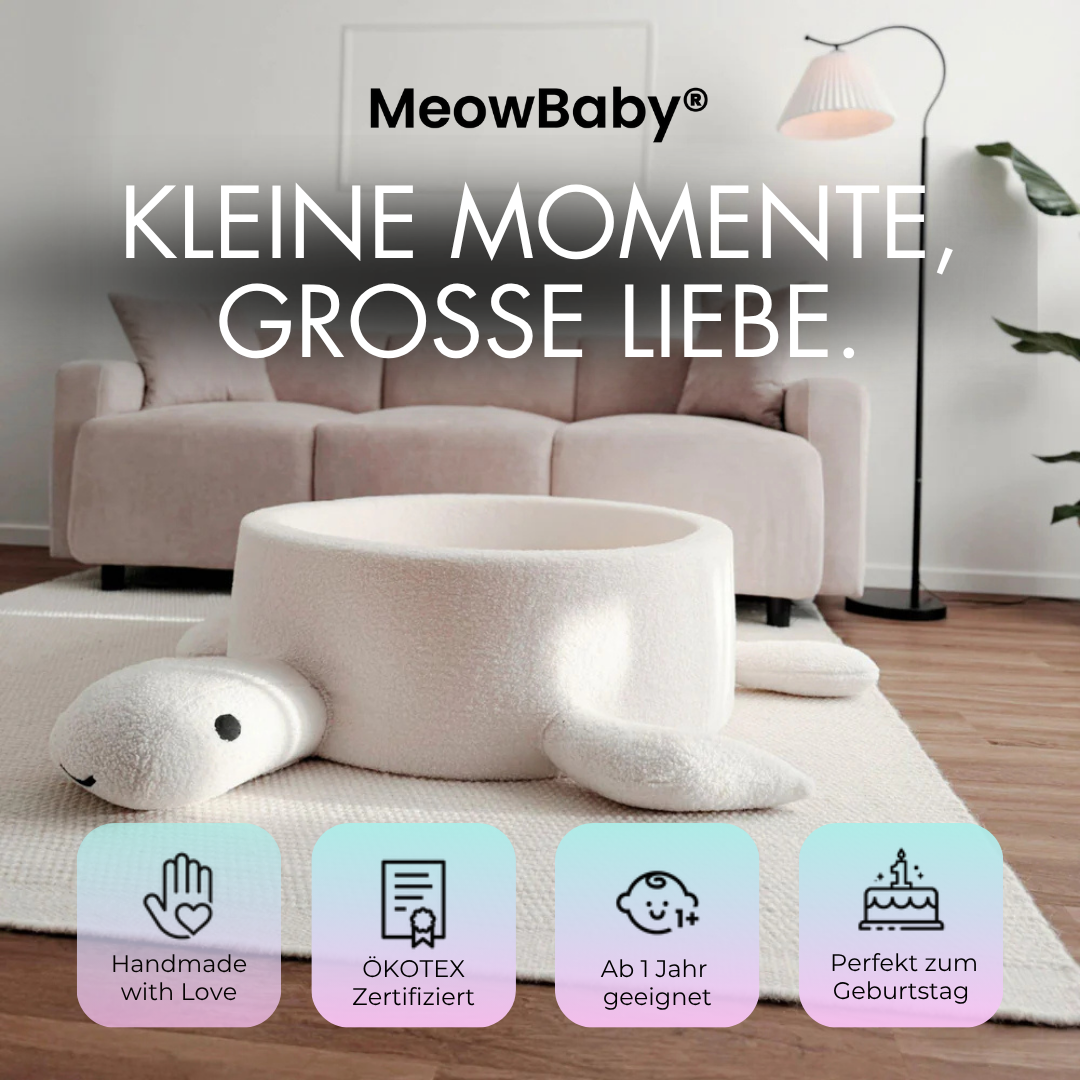 MeowBaby Bällebad Schildkröte Bouclé, 200 Bälle - eigene Farbauswahl