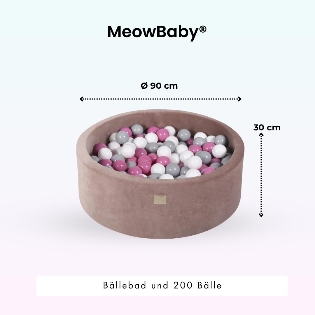 MeowBaby foam play set Velvet light grey with ball pit, 200 balls - own colour selection