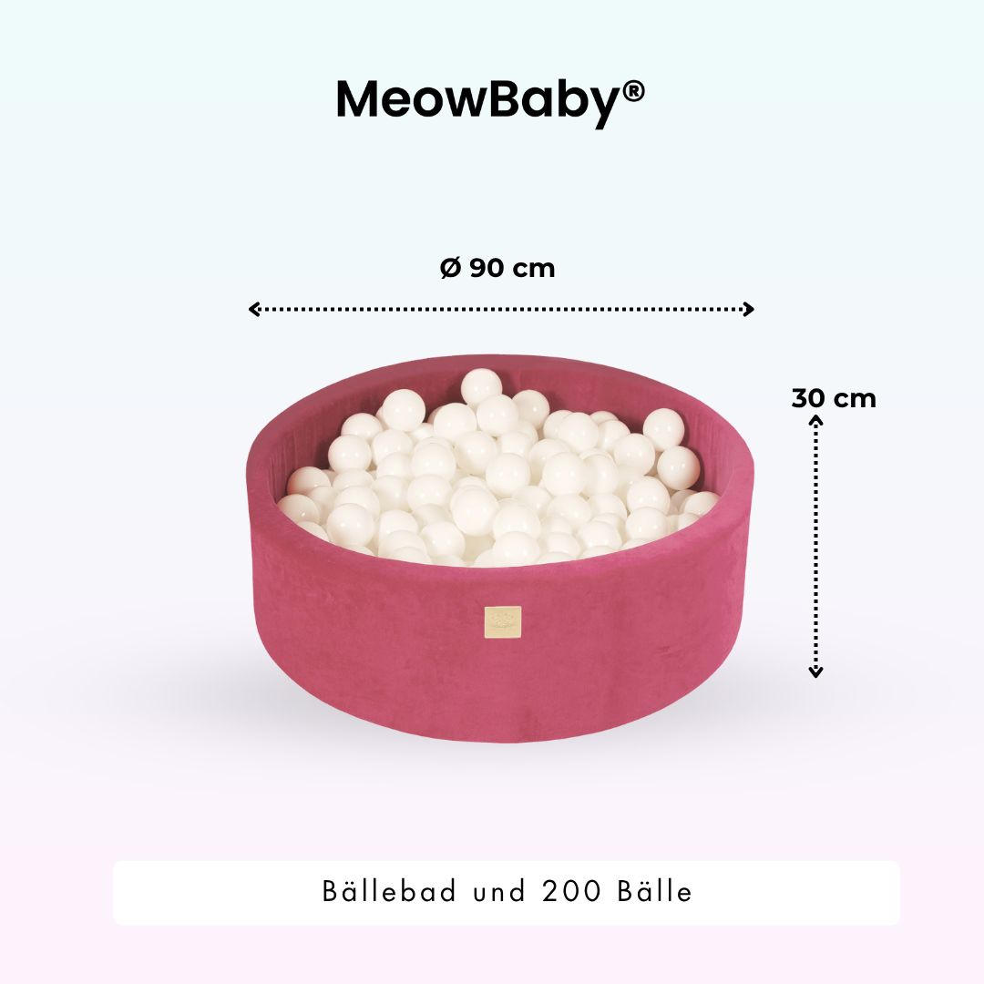 MeowBaby Schaumspielset Velvet mit Bällebad, 200 Bälle - eigene Farbauswahl