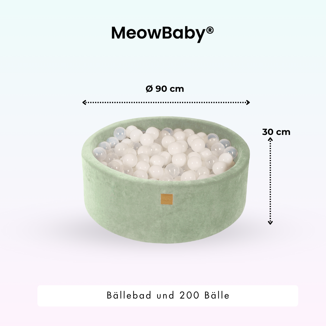 MeowBaby foam play set Velvet light grey with ball pit, 200 balls - own colour selection