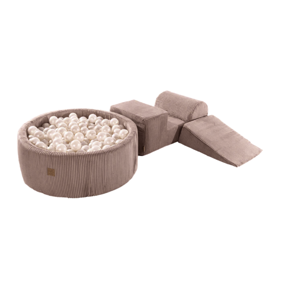 MeowBaby Schaumspielset Ästhetik Cord powder pink mit Bällebad, 200 Bälle - eigene Farbauswahl
