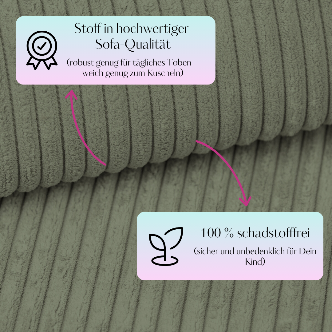 MeowBaby Schaumspielset Ästhetik Cord mit Bällebad, 200 Bälle - eigene Farbauswahl