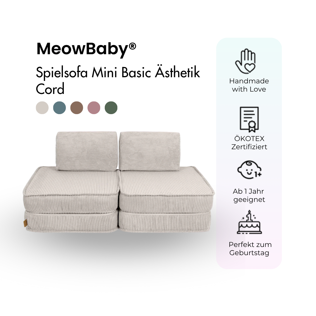 MeowBaby Spielsofa Ästhetik Cord Mini Basic - Classic Cord Edition