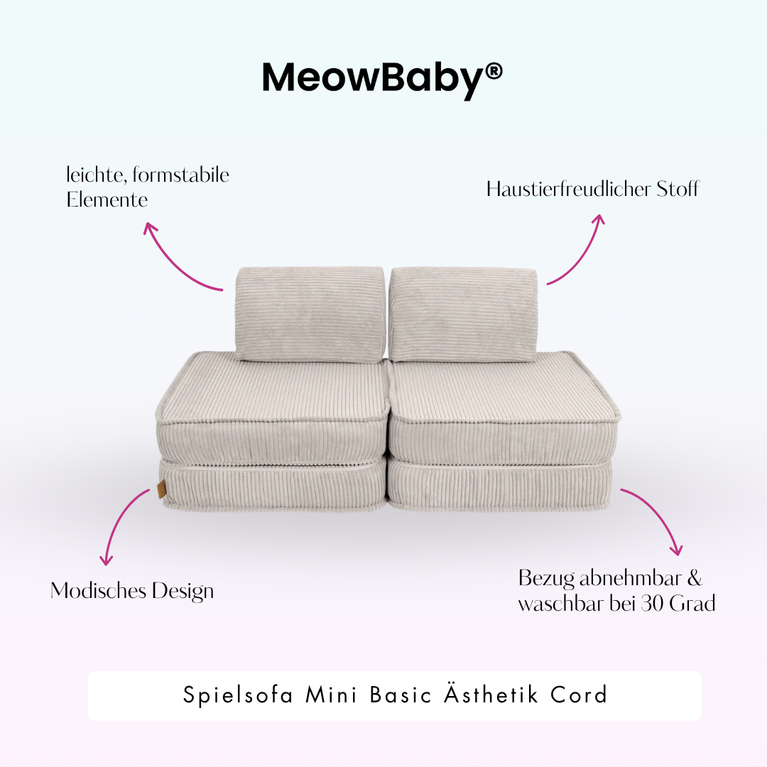 MeowBaby Play Sofa Mini Basic Aesthetic Cord - ecru/beige