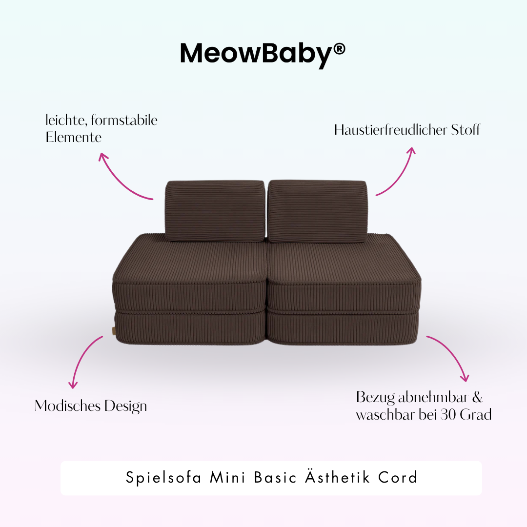 MeowBaby Spielsofa Ästhetik Cord Mini Basic - Classic Cord Edition