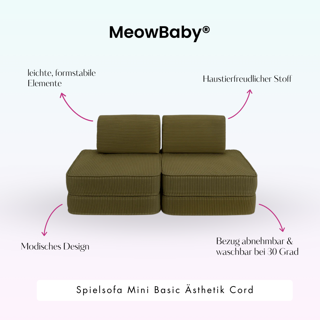 MeowBaby Spielsofa Ästhetik Cord Mini Basic - Classic Cord Edition