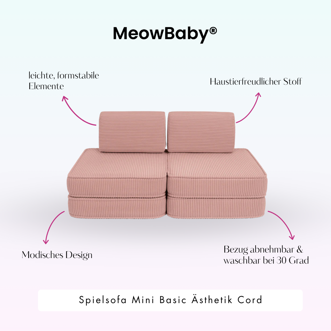 MeowBaby Spielsofa Ästhetik Cord Mini Basic - Classic Cord Edition