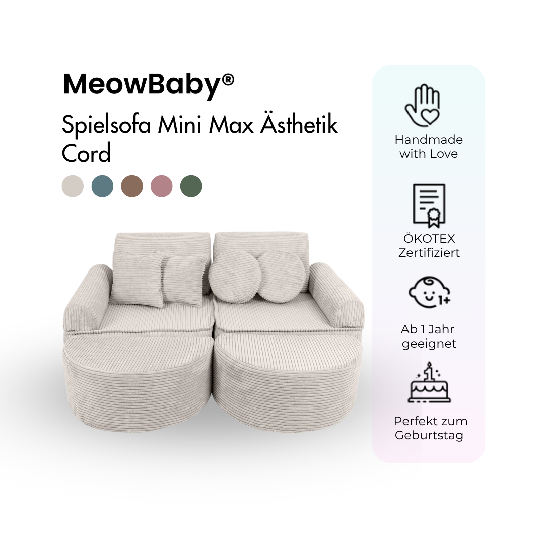 MeowBaby Spielsofa Ästhetik Cord Mini Max - Classic Cord Edition