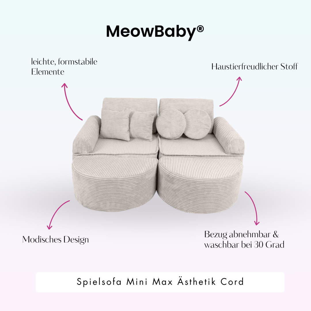 MeowBaby Play Sofa Mini Max Aesthetic Cord - ecru/beige