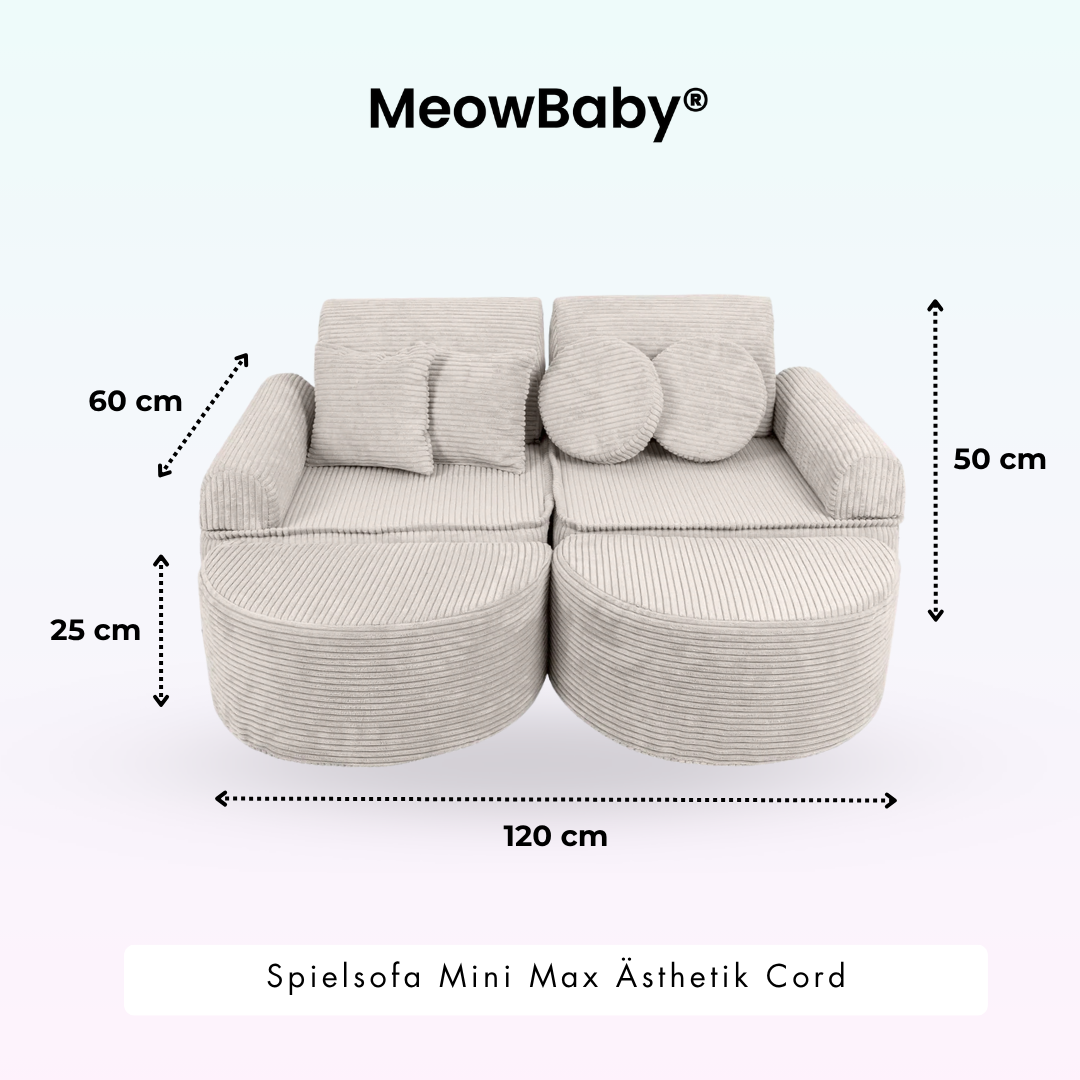 MeowBaby Play Sofa Mini Max Aesthetic Cord - ecru/beige