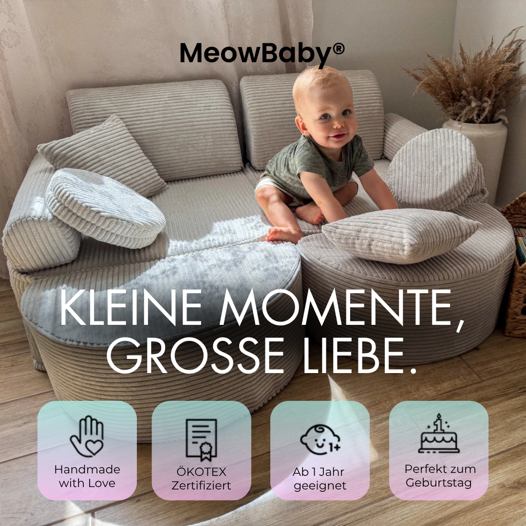 MeowBaby Play Sofa Mini Max Aesthetic Cord - ecru/beige