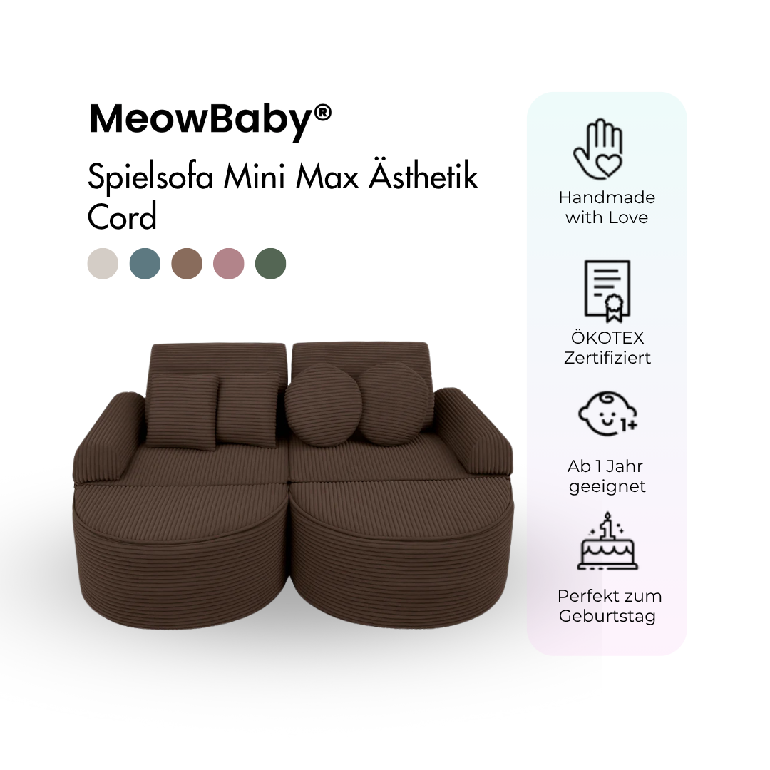 MeowBaby Spielsofa Ästhetik Cord Mini Max - Classic Cord Edition