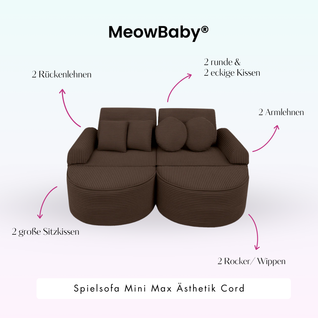 MeowBaby Spielsofa Ästhetik Cord Mini Max - Classic Cord Edition