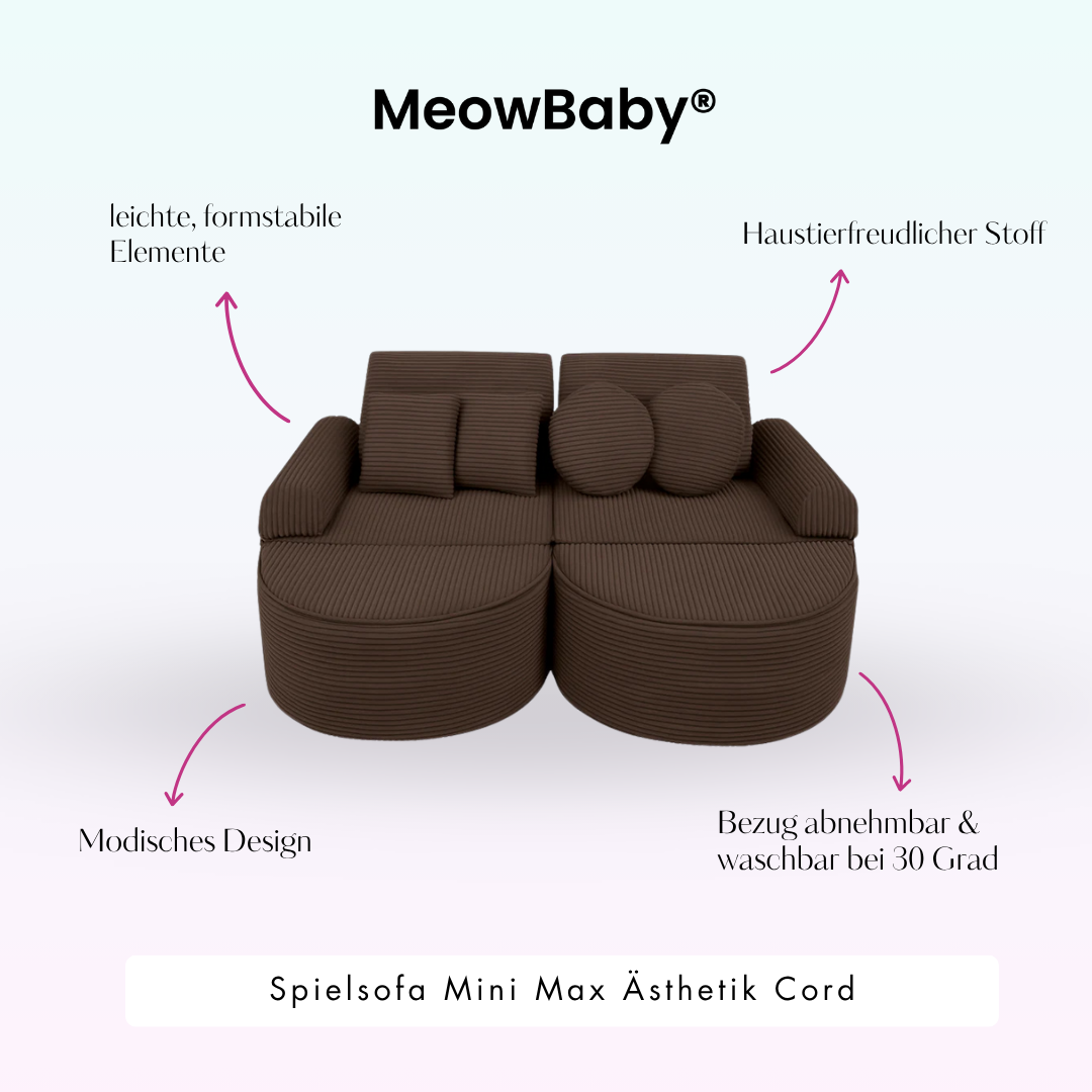 MeowBaby Spielsofa Ästhetik Cord Mini Max - Classic Cord Edition