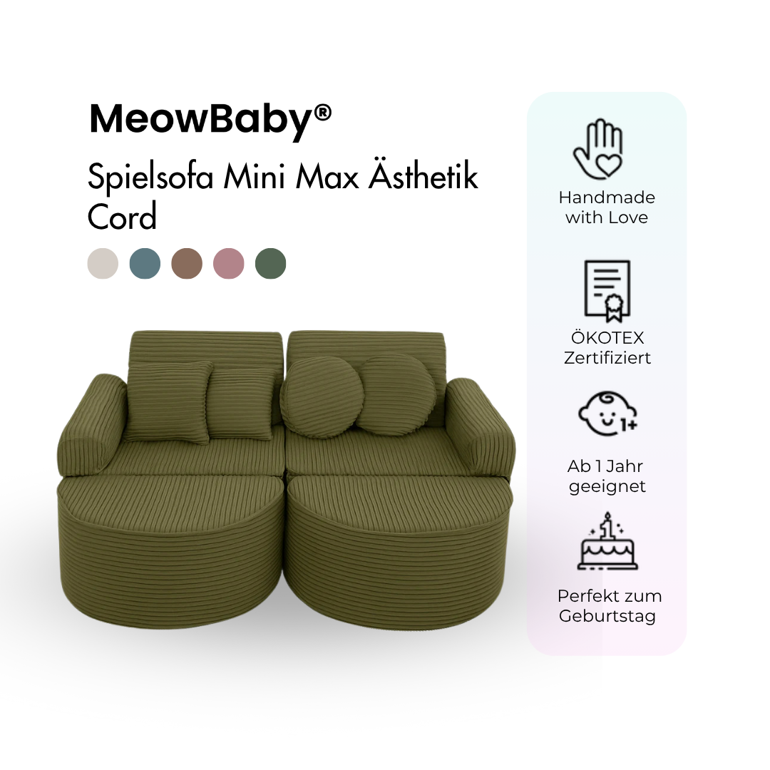 MeowBaby Spielsofa Ästhetik Cord Mini Max - Classic Cord Edition