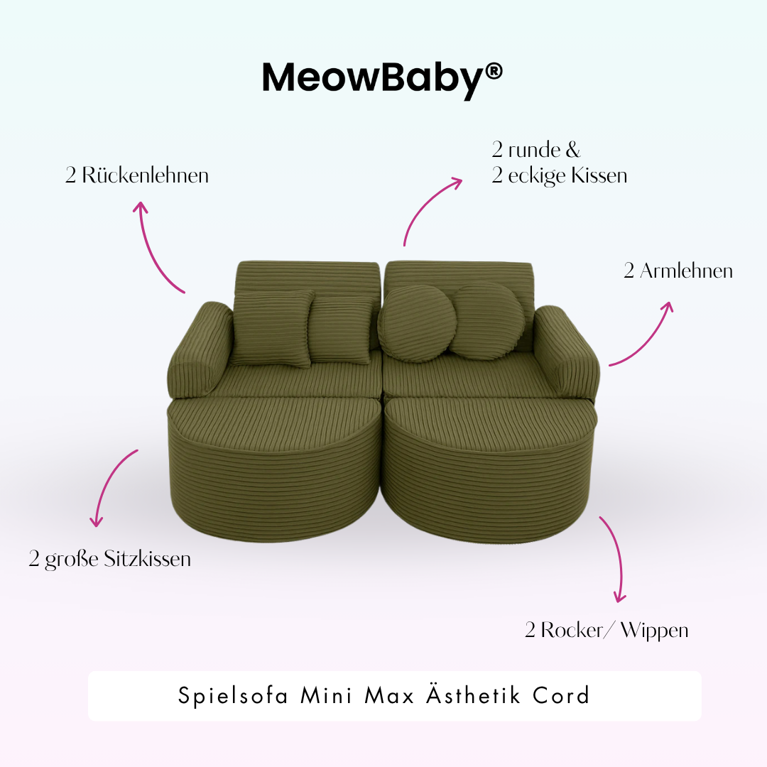 MeowBaby Spielsofa Ästhetik Cord Mini Max - Classic Cord Edition