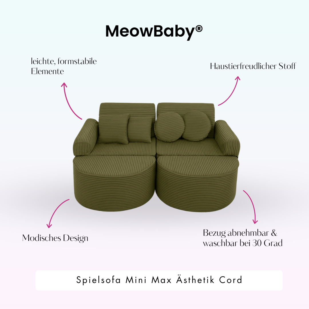 MeowBaby Spielsofa Ästhetik Cord Mini Max - Classic Cord Edition