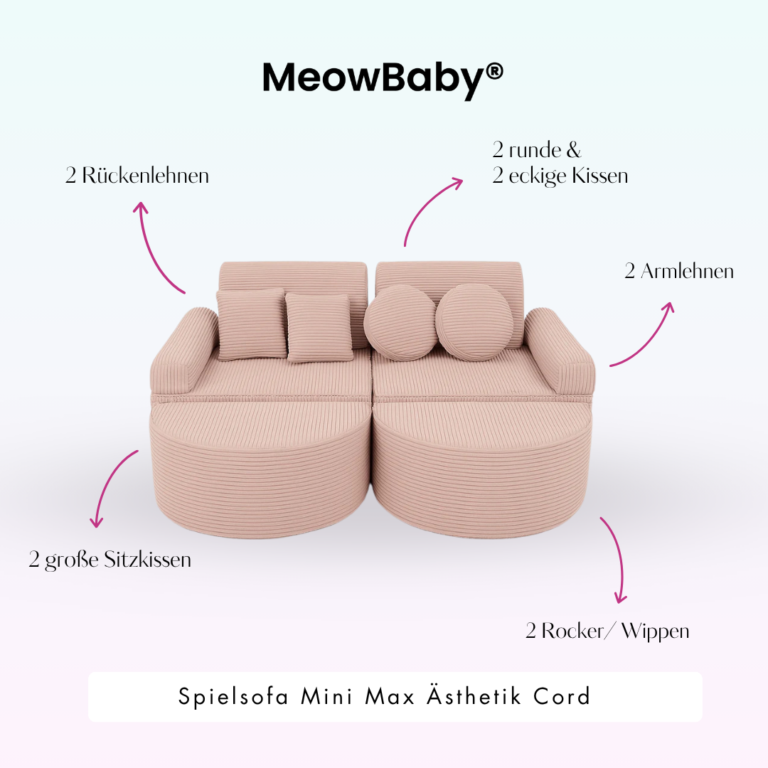 MeowBaby Spielsofa Ästhetik Cord Mini Max - Classic Cord Edition
