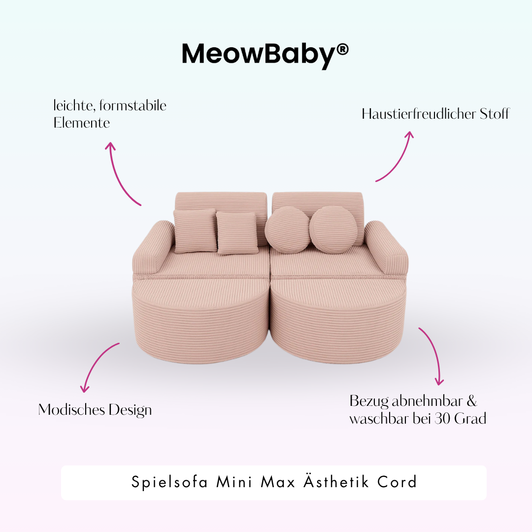 MeowBaby Play Sofa Mini Max Aesthetic Cord - ecru/beige