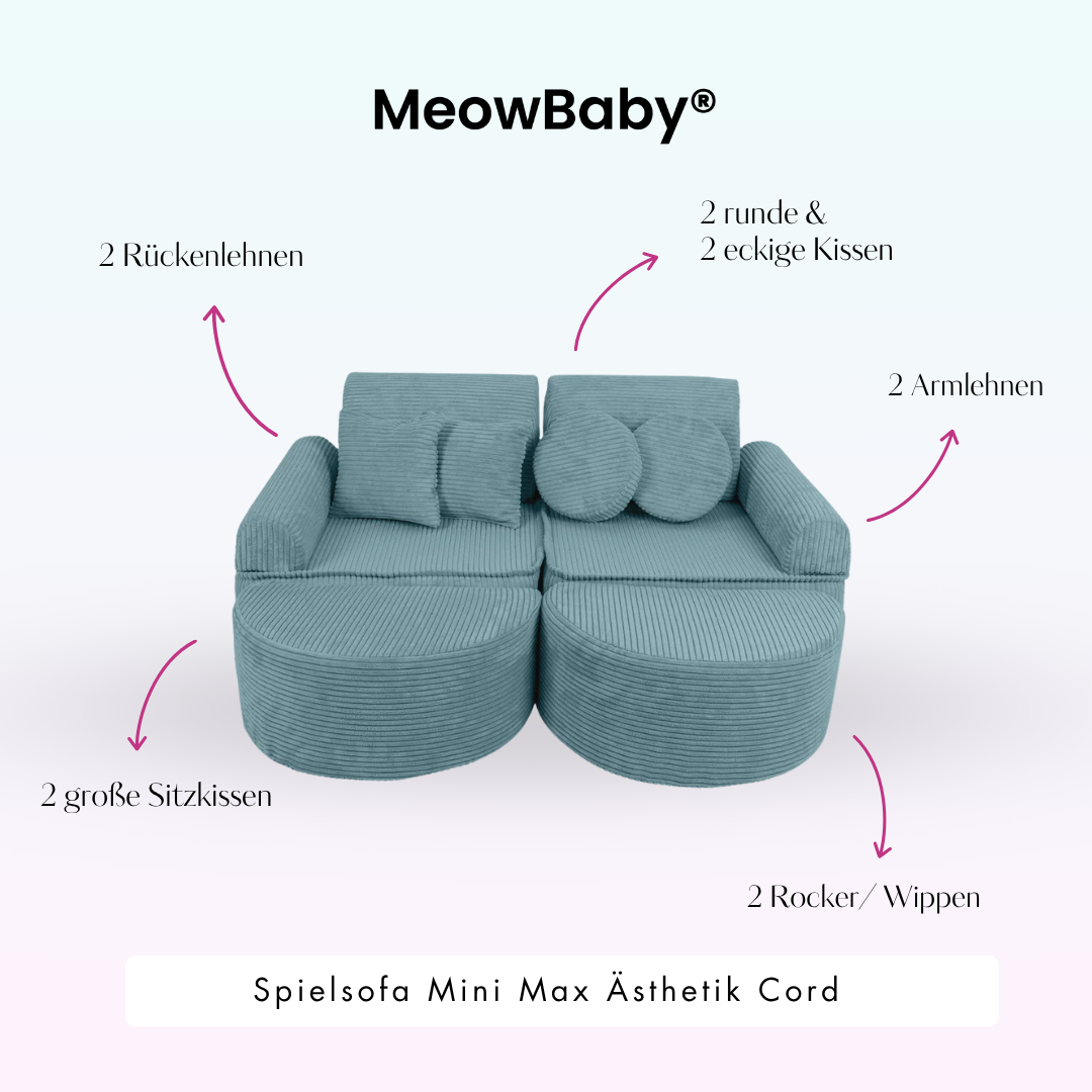 MeowBaby Spielsofa Ästhetik Cord Mini Max - Classic Cord Edition
