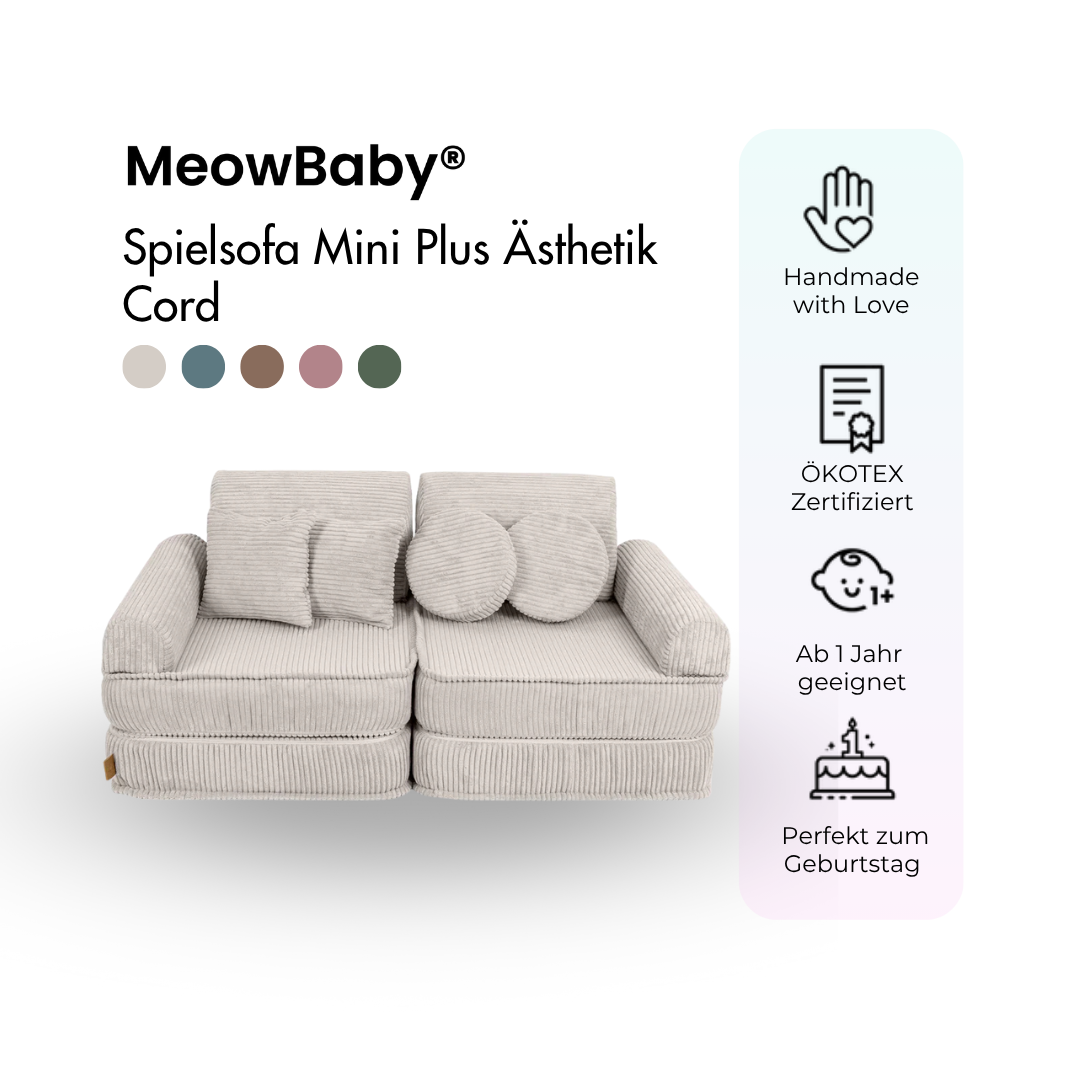 MeowBaby Spielsofa Ästhetik Cord Mini Plus - Classic Cord Edition