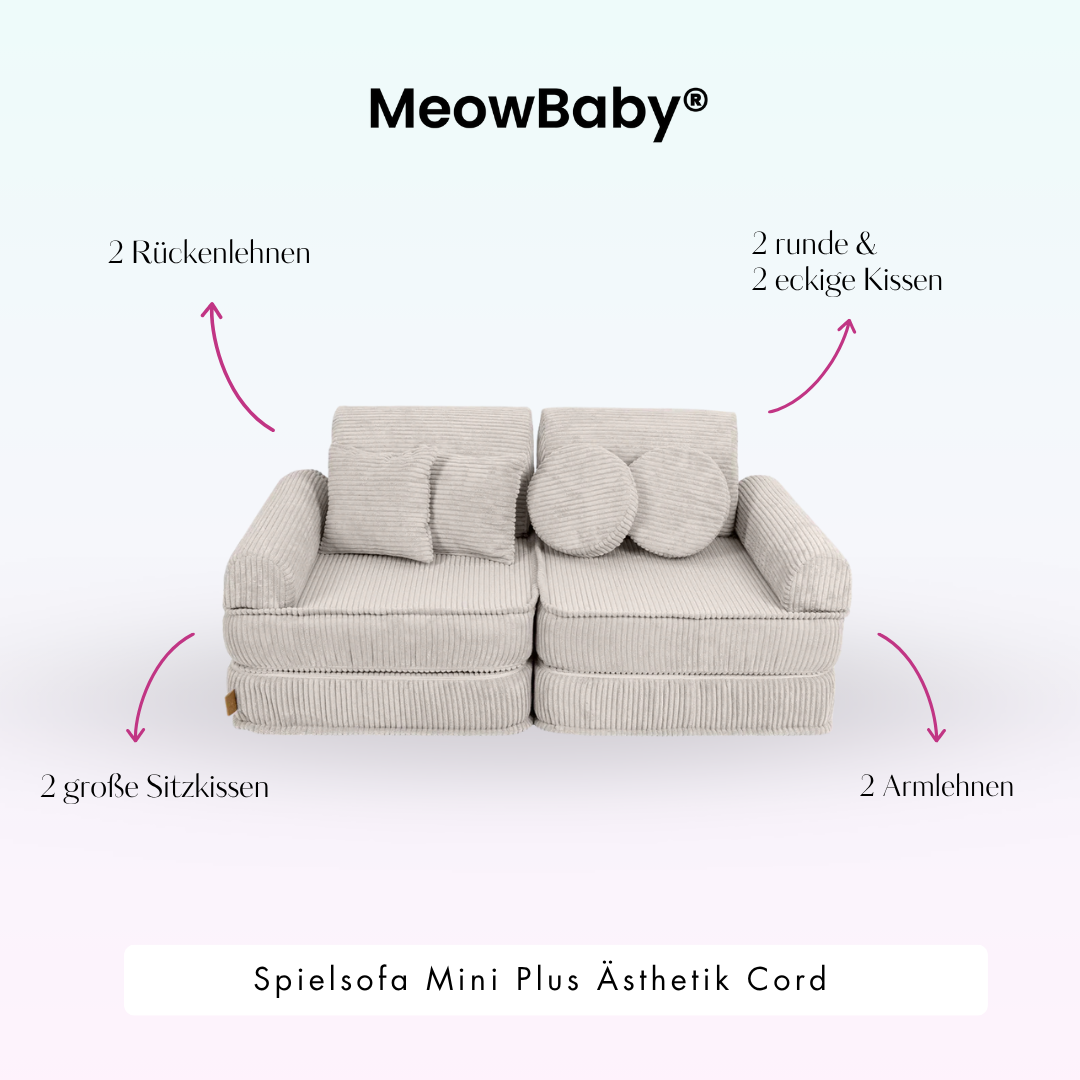 MeowBaby Play Sofa Mini Plus Aesthetic Cord - ecru/beige