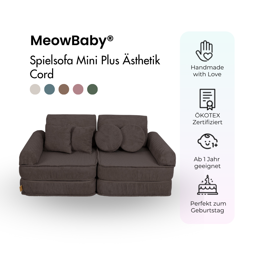 MeowBaby Play Sofa Mini Plus Aesthetic Cord - ecru/beige