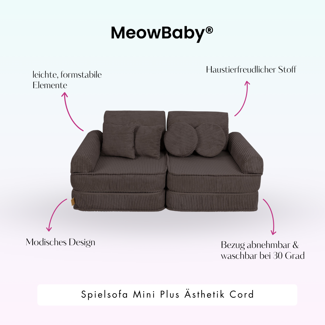 MeowBaby Play Sofa Mini Plus Aesthetic Cord - ecru/beige