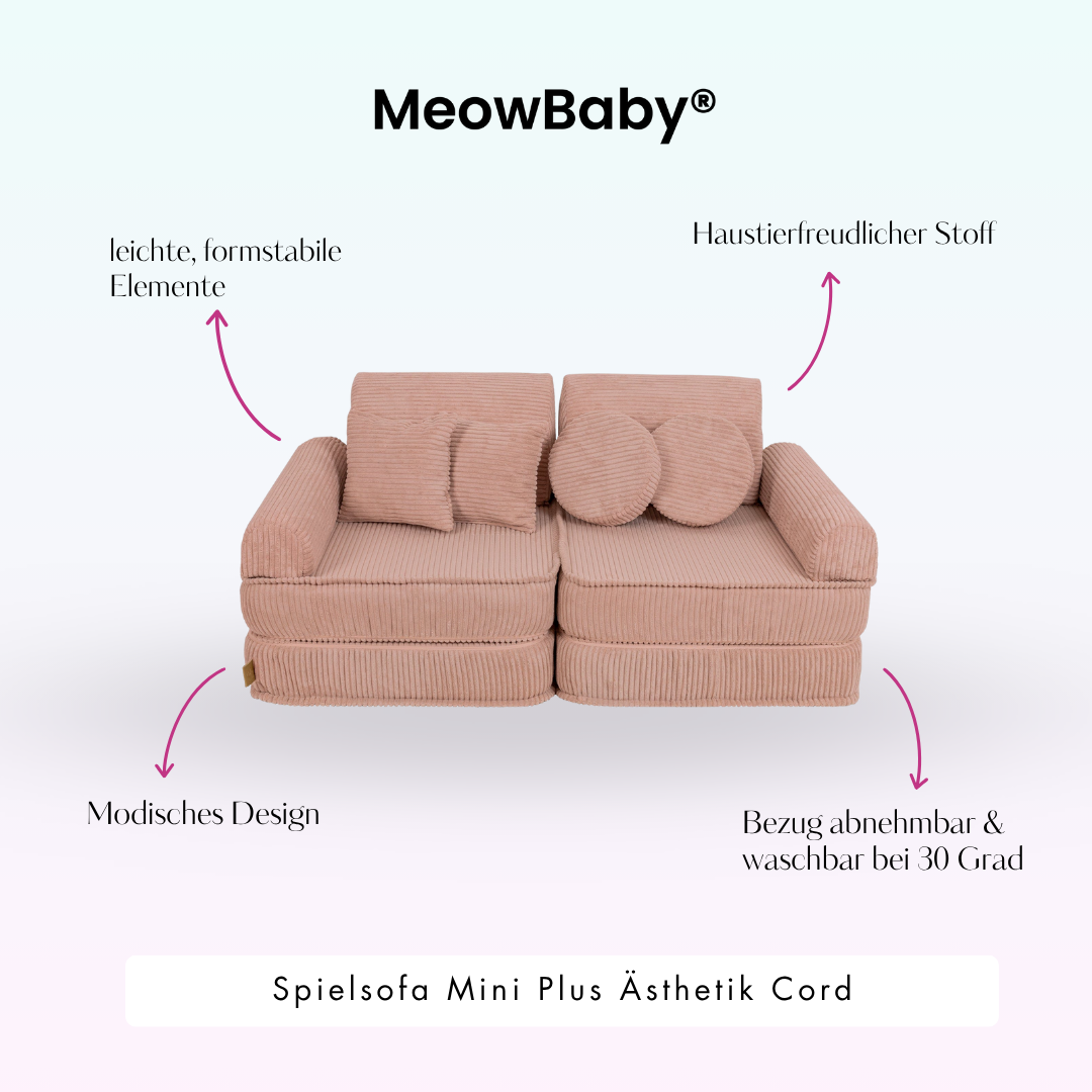 MeowBaby Play Sofa Mini Plus Aesthetic Cord - ecru/beige