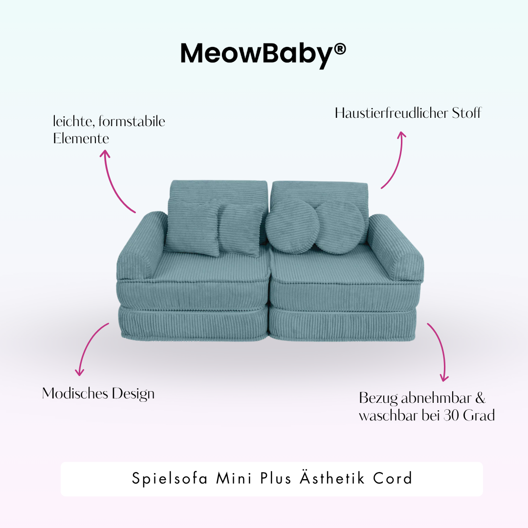 MeowBaby Play Sofa Mini Plus Aesthetic Cord - ecru/beige