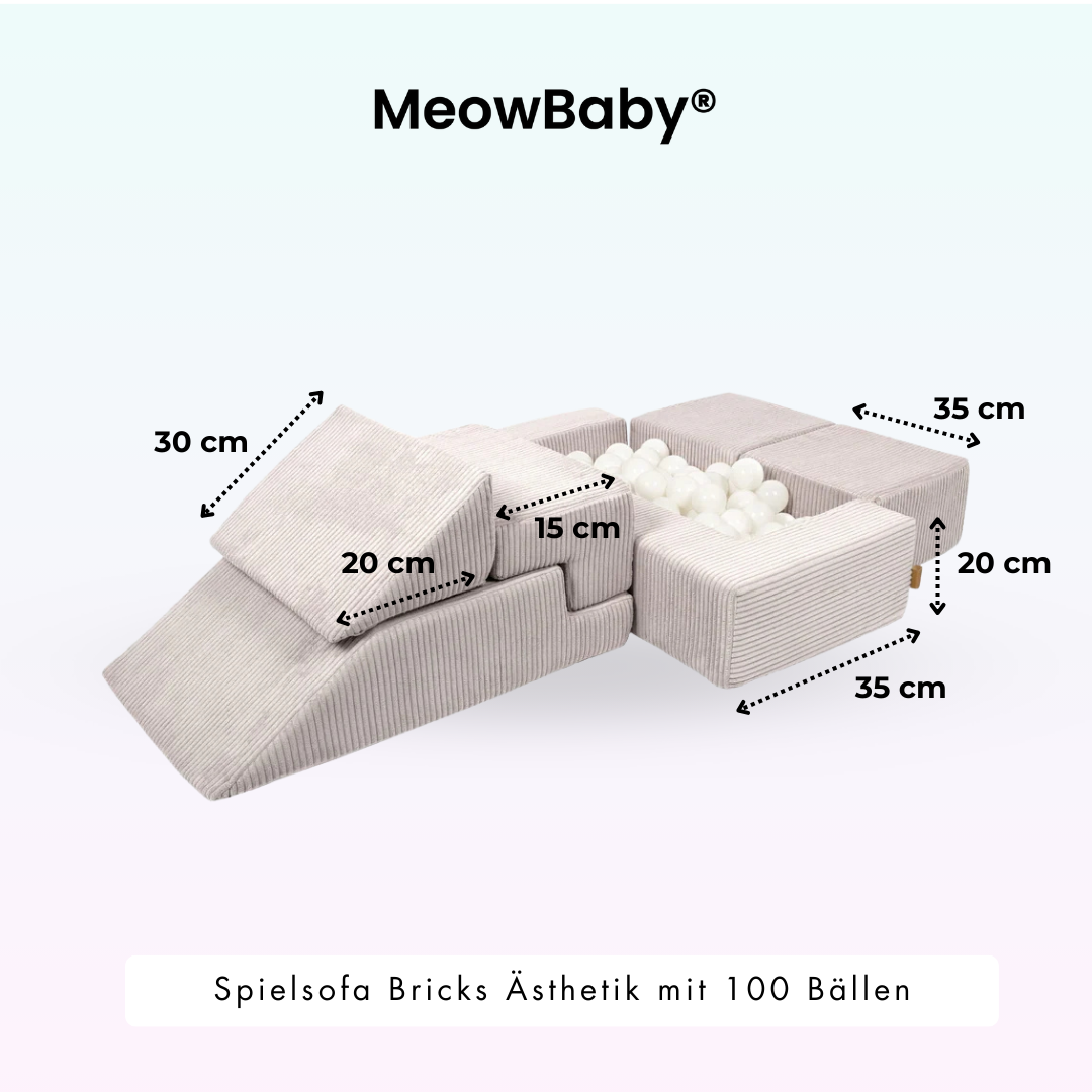 MeowBaby Play Sofa Bricks Aesthetics ecru/beige, 100 balls - custom color selection