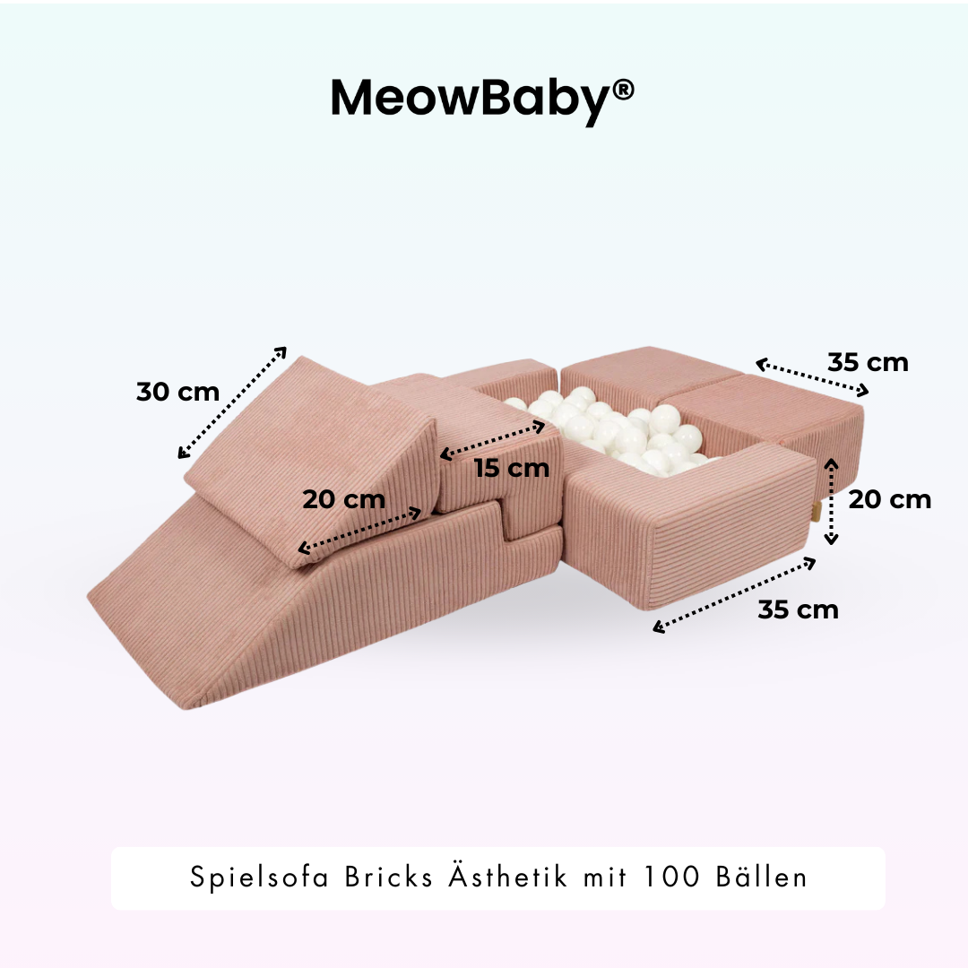 MeowBaby Play Sofa Bricks Aesthetics ecru/beige, 100 balls - custom color selection