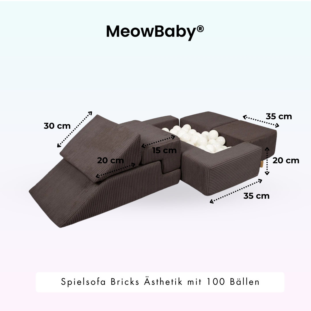 MeowBaby Play Sofa Bricks Aesthetics ecru/beige, 100 balls - custom color selection