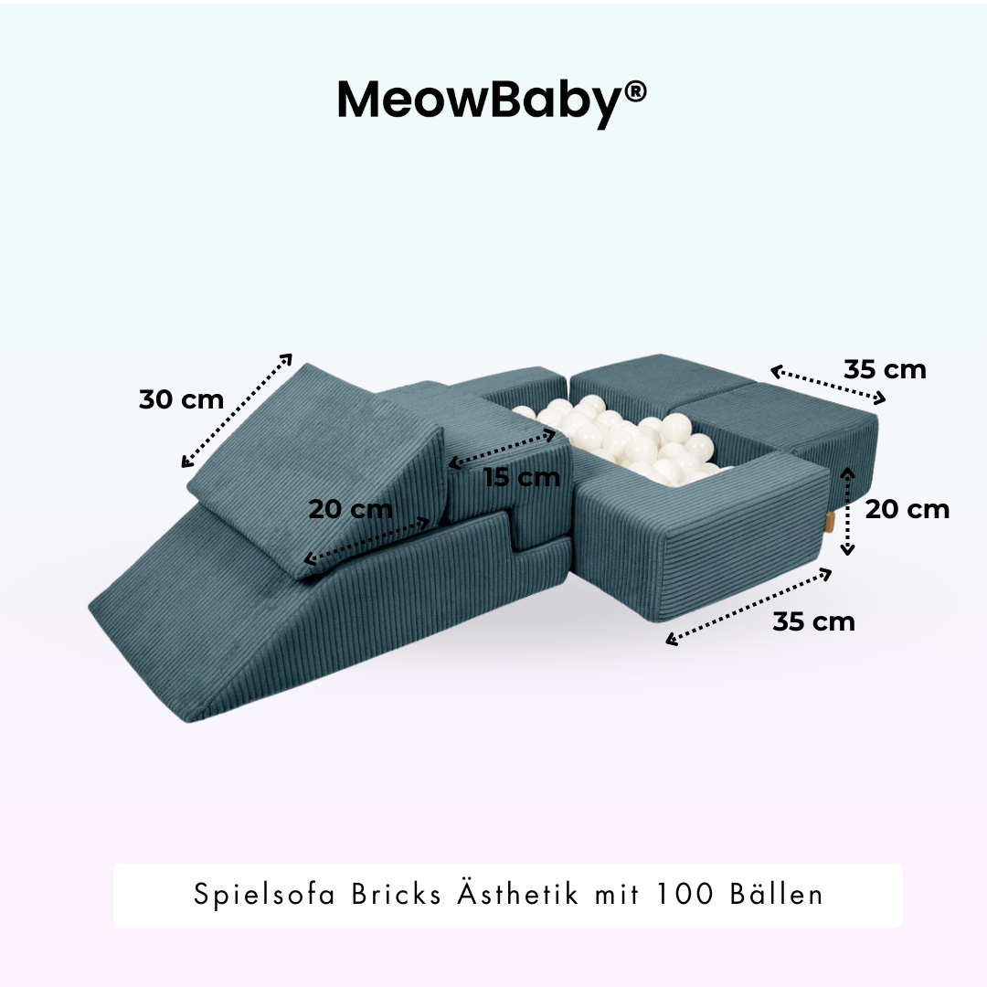 MeowBaby Play Sofa Bricks Aesthetics ecru/beige, 100 balls - custom color selection