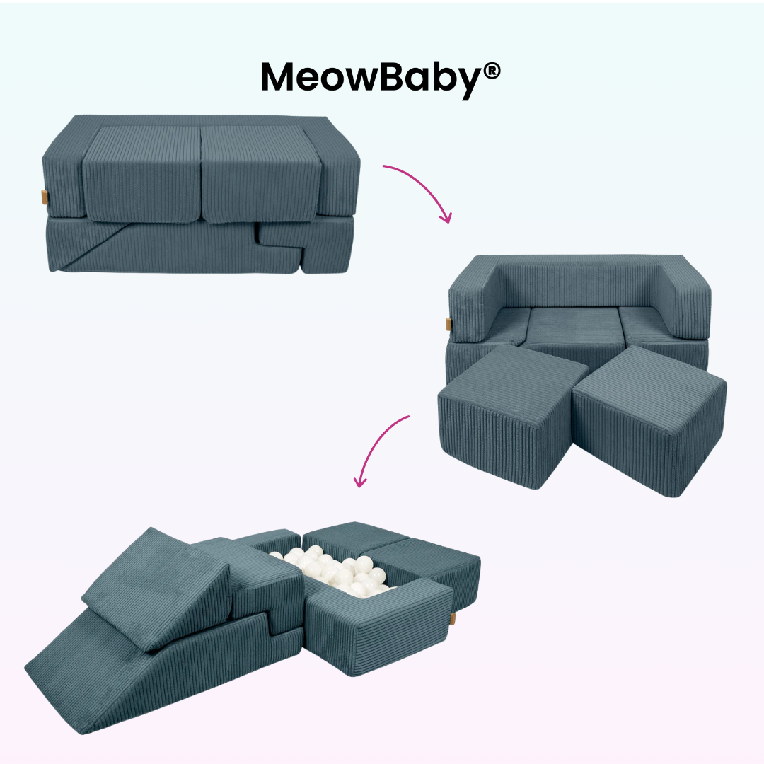 MeowBaby Play Sofa Bricks Aesthetics ecru/beige, 100 balls - custom color selection