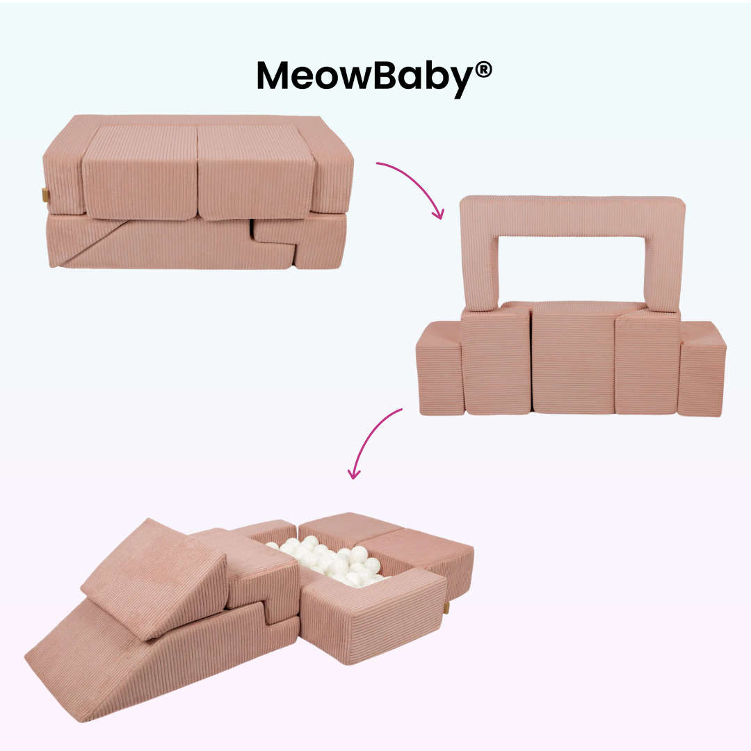 MeowBaby Play Sofa Bricks Aesthetics ecru/beige, 100 balls - custom color selection