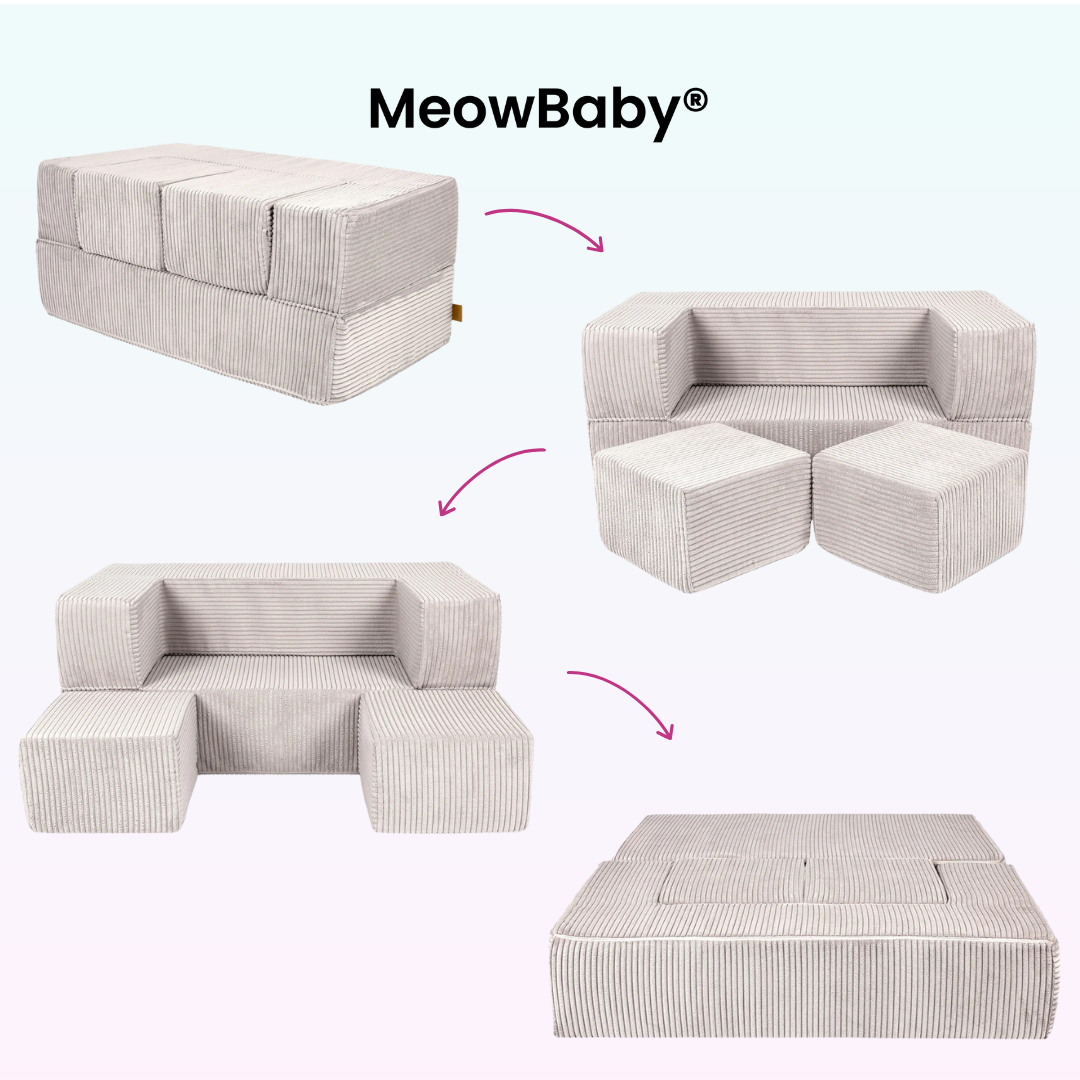 MeowBaby Play Sofa Cube Aesthetics - ecru/beige