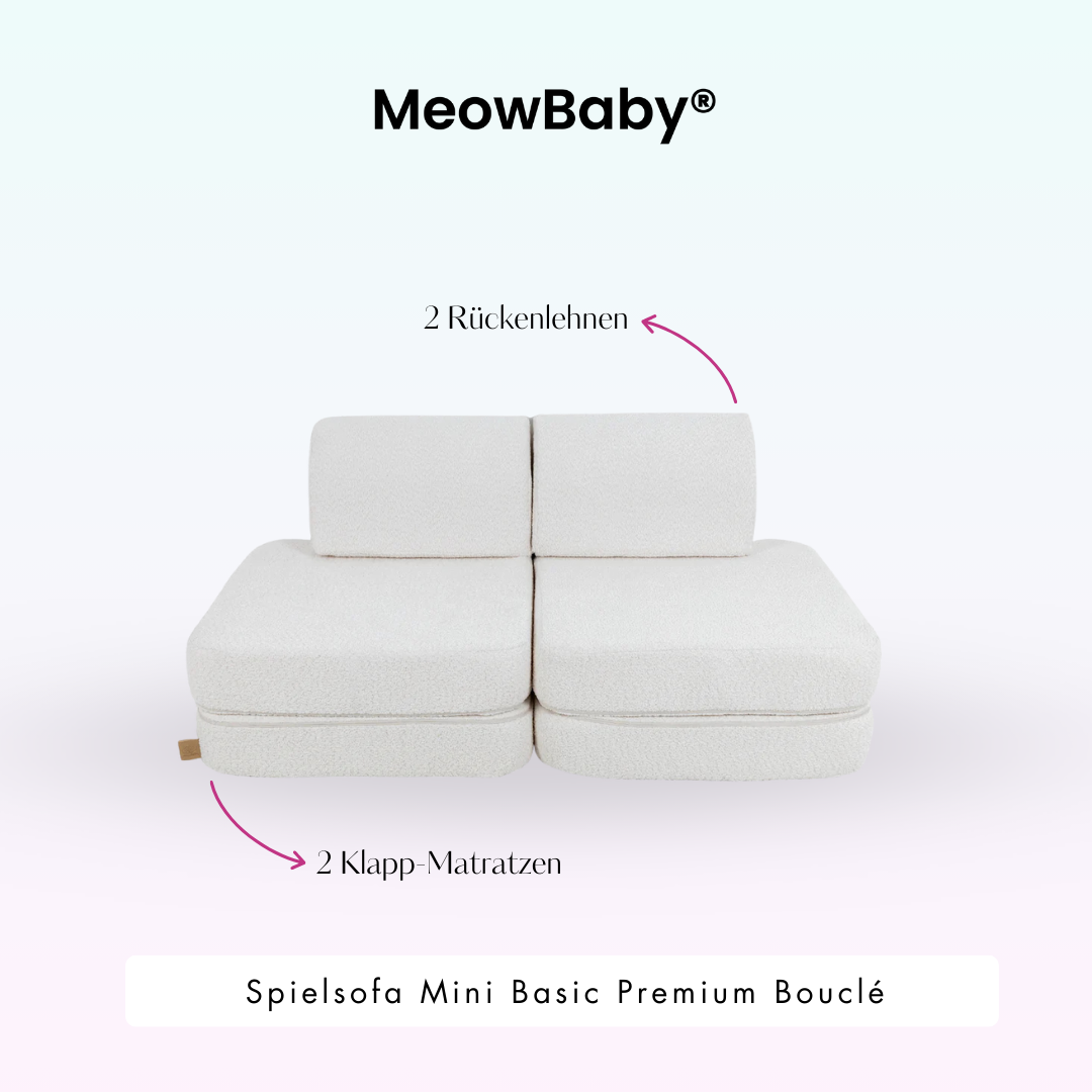 MeowBaby Spielsofa Mini Basic Premium Bouclé - cremé/weiss