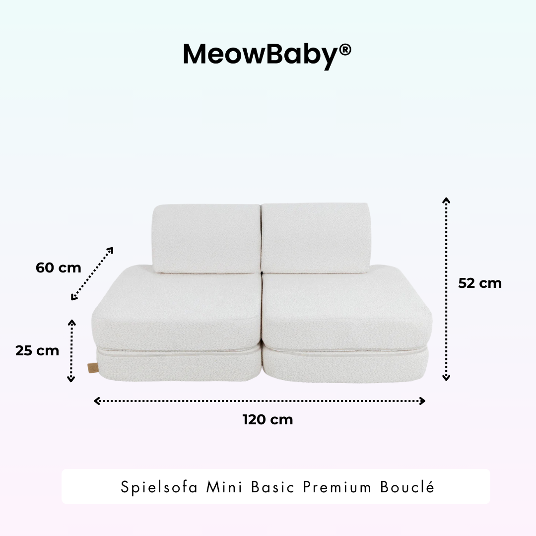 MeowBaby Spielsofa Mini Basic Premium Bouclé - cremé/weiss