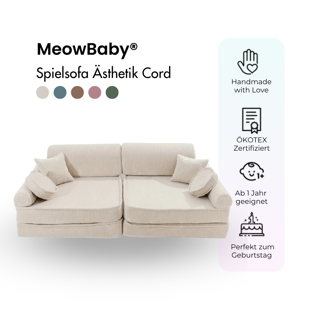 MeowBaby Play Sofa Aesthetic Cord - ecru/beige