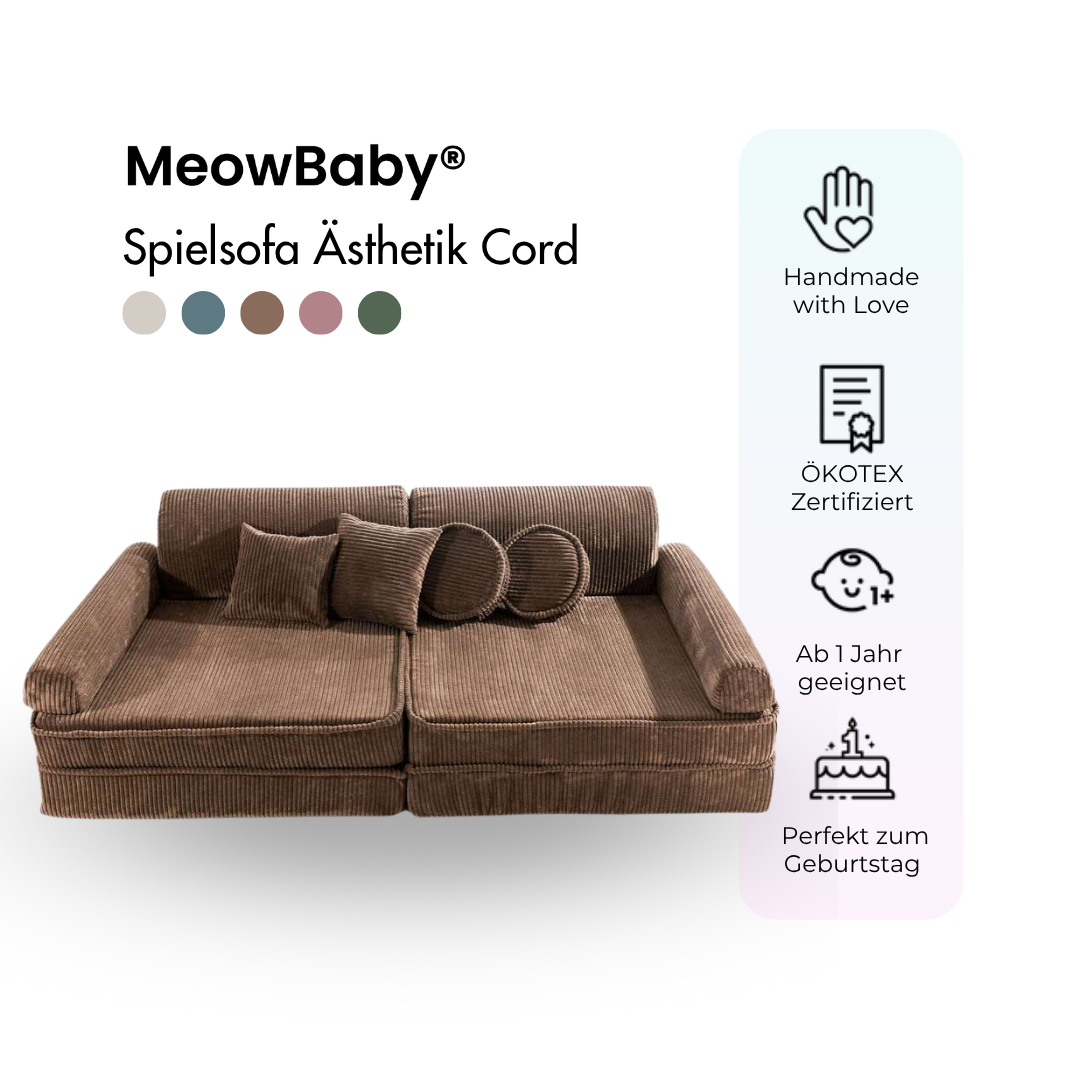 MeowBaby Play Sofa Aesthetic Cord - ecru/beige