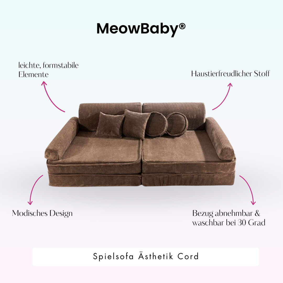 MeowBaby Play Sofa Aesthetic Cord - ecru/beige