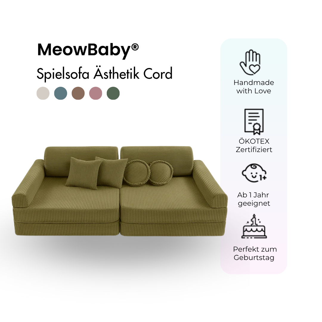 MeowBaby Play Sofa Aesthetic Cord - ecru/beige